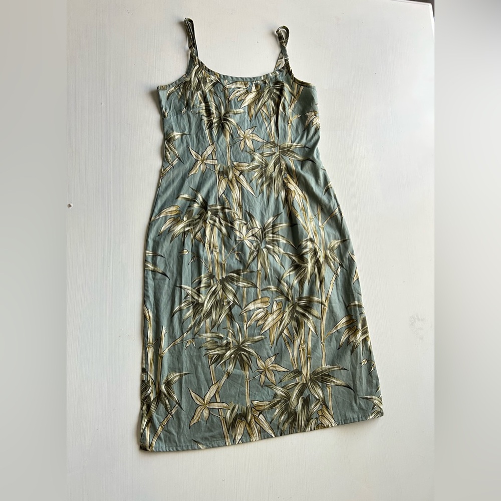 Hilo Hattie Seafoam Green Tropical Slip Midi Dress